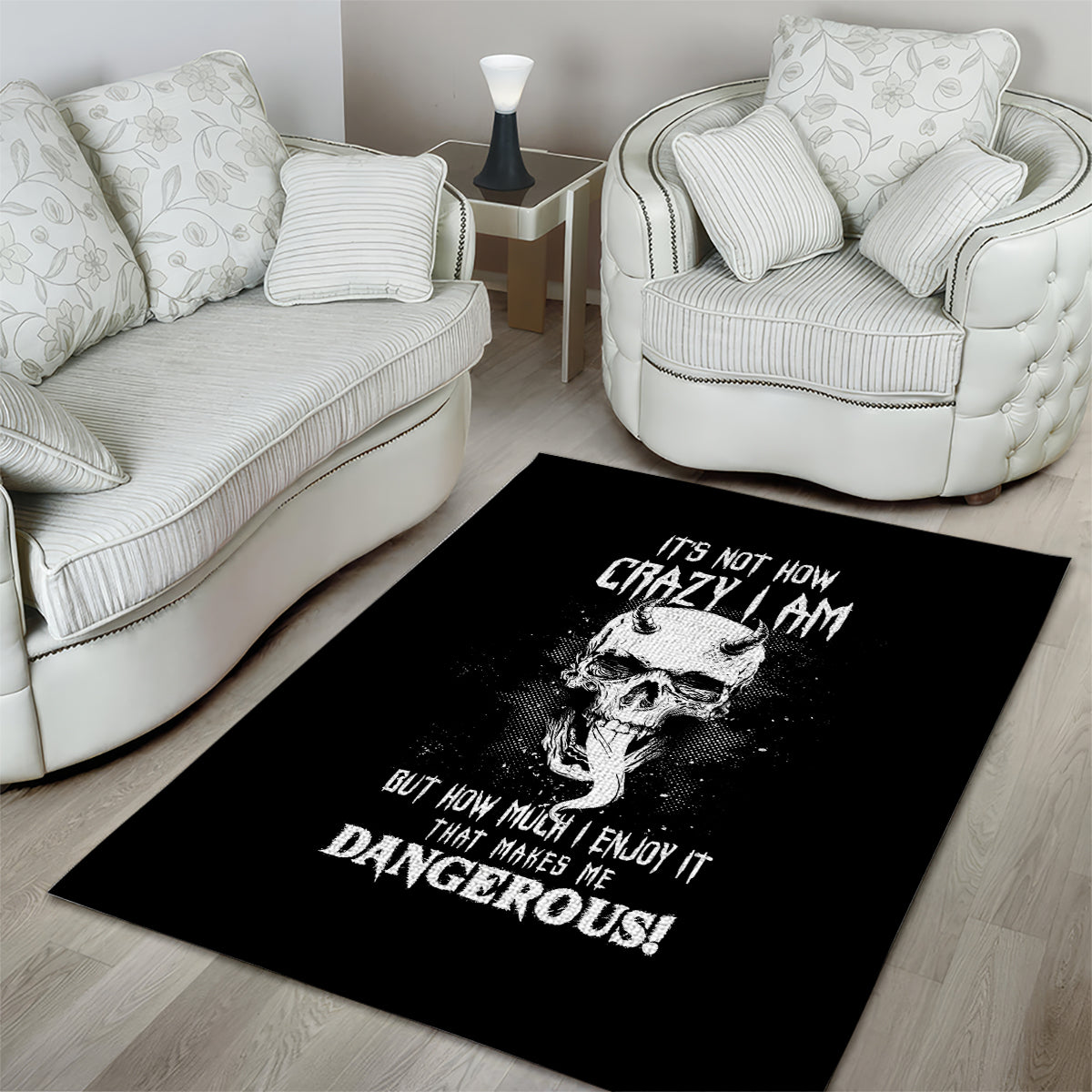 Devil Skull Area Rug It's Not How Crazy Iam But Enjoy It Make Me Dangerous - Wonder Print Shop