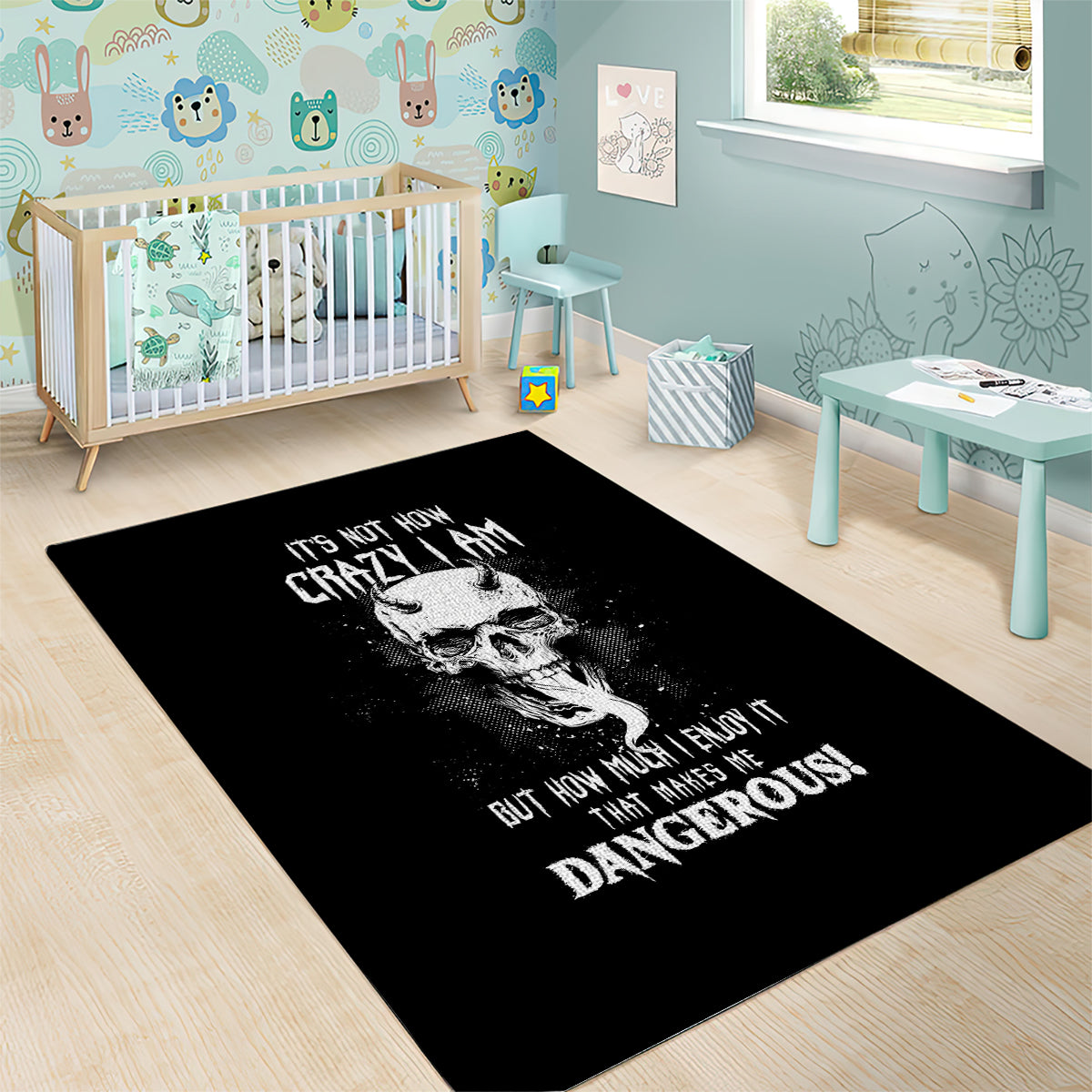 Devil Skull Area Rug It's Not How Crazy Iam But Enjoy It Make Me Dangerous - Wonder Print Shop