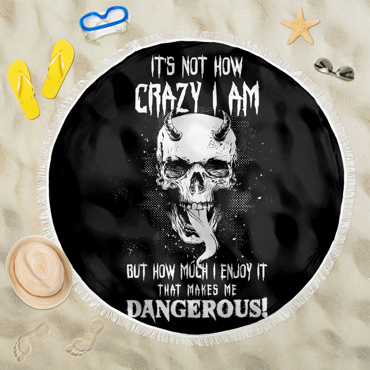 Devil Skull Beach Blanket It's Not How Crazy Iam But Enjoy It Make Me Dangerous - Wonder Print Shop