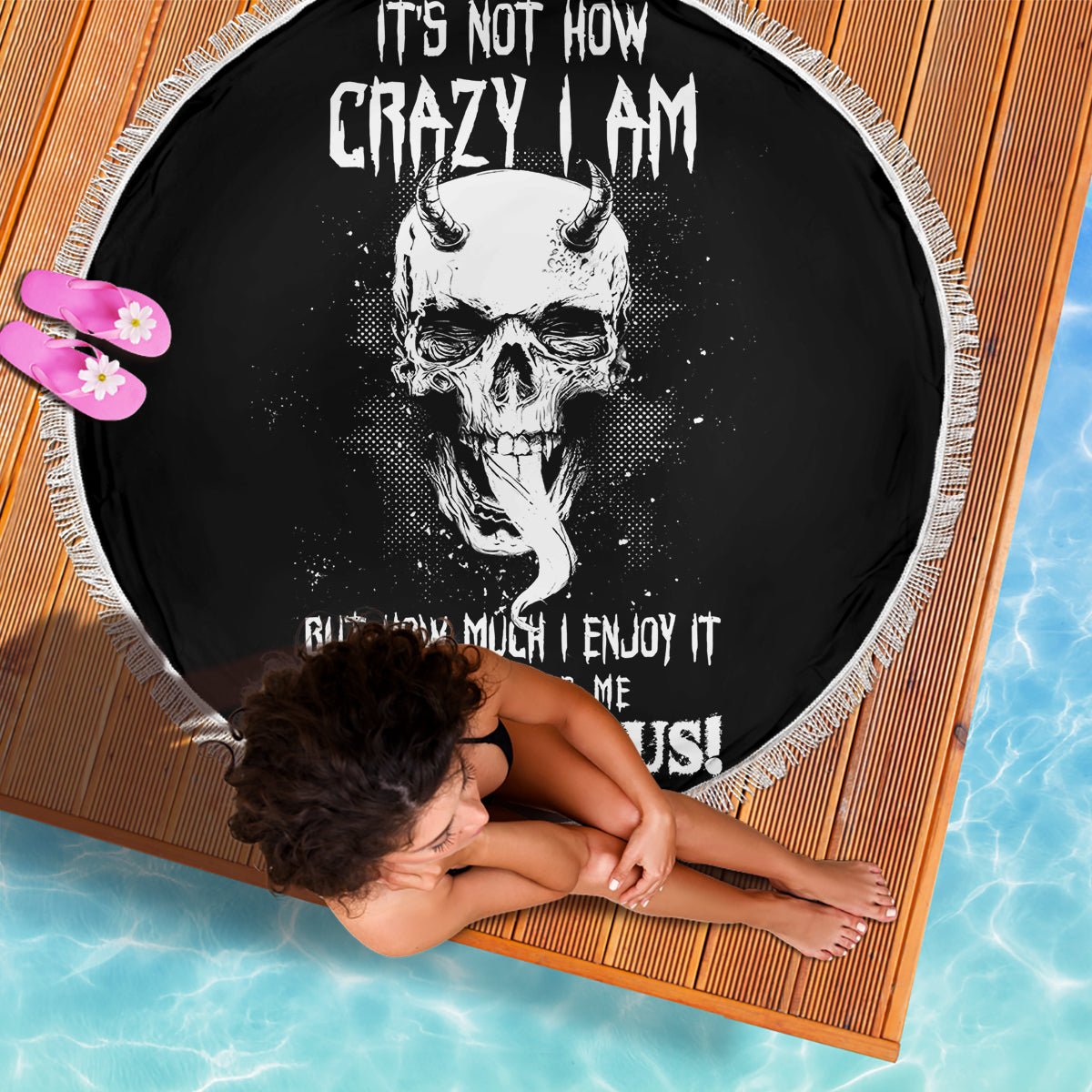 Devil Skull Beach Blanket It's Not How Crazy Iam But Enjoy It Make Me Dangerous - Wonder Print Shop