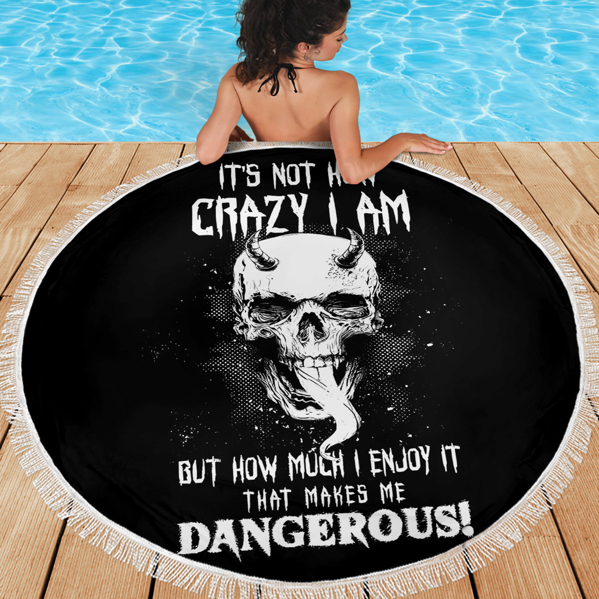 Devil Skull Beach Blanket It's Not How Crazy Iam But Enjoy It Make Me Dangerous - Wonder Print Shop