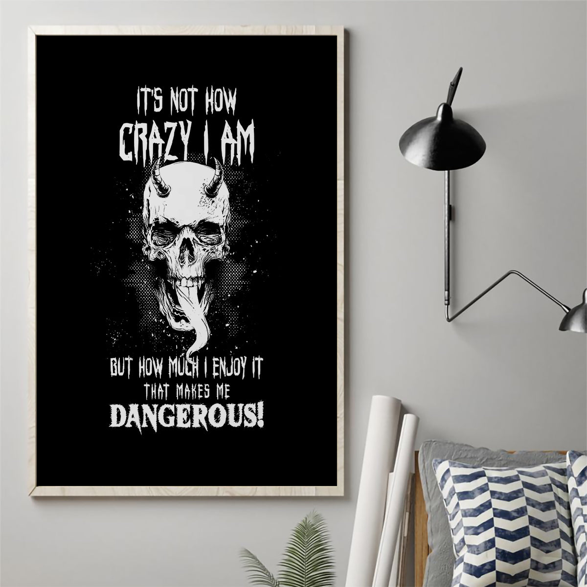 Devil Skull Canvas Wall Art It's Not How Crazy Iam But Enjoy It Make Me Dangerous - Wonder Print Shop