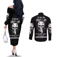 Devil Skull Couples Matching Off The Shoulder Long Sleeve Dress and Long Sleeve Button Shirts It's Not How Crazy Iam But Enjoy It Make Me Dangerous DT01