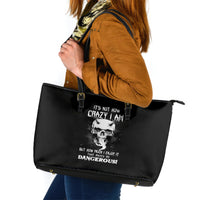 Devil Skull Leather Tote Bag It's Not How Crazy Iam But Enjoy It Make Me Dangerous - Wonder Print Shop