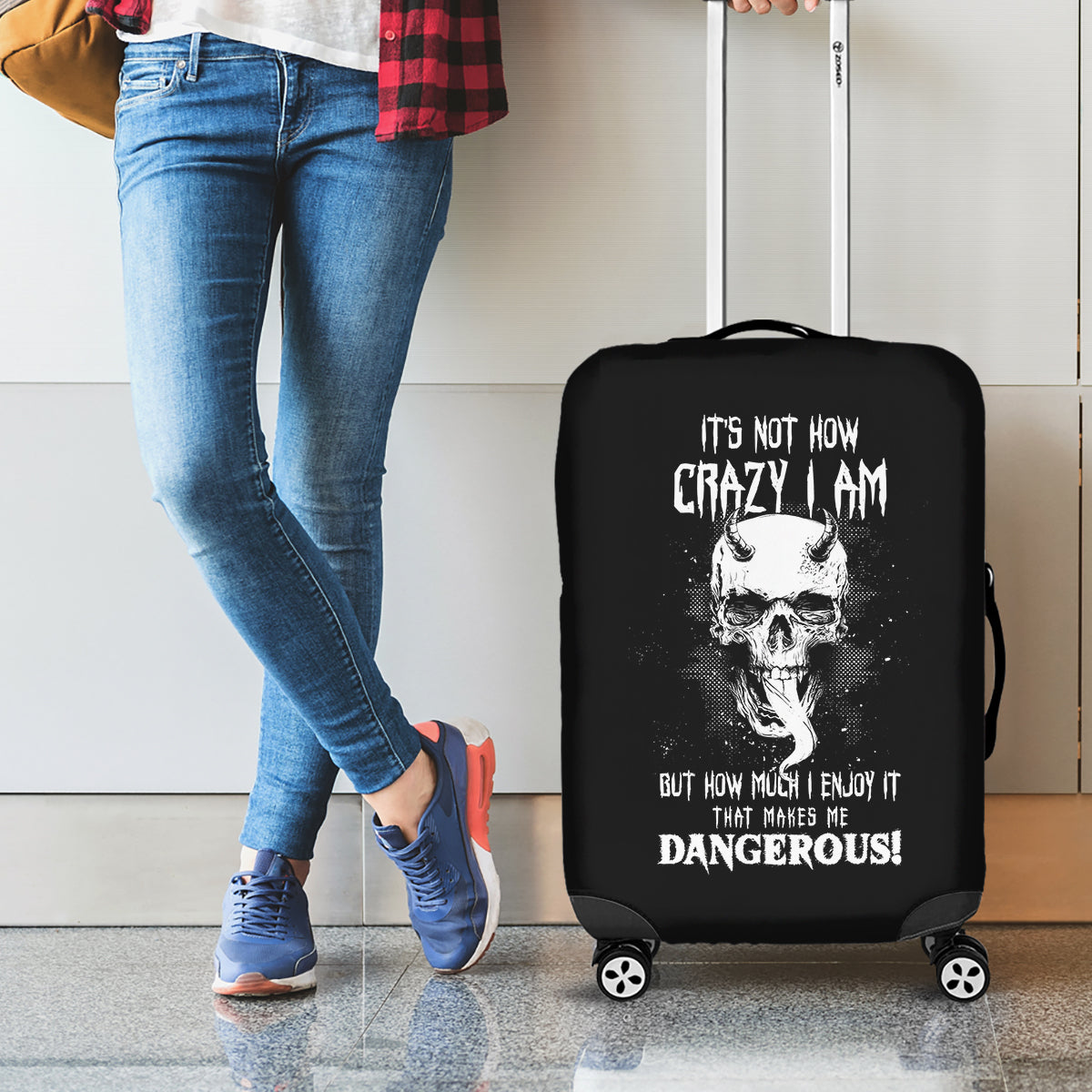 Devil Skull Luggage Cover It's Not How Crazy Iam But Enjoy It Make Me Dangerous - Wonder Print Shop