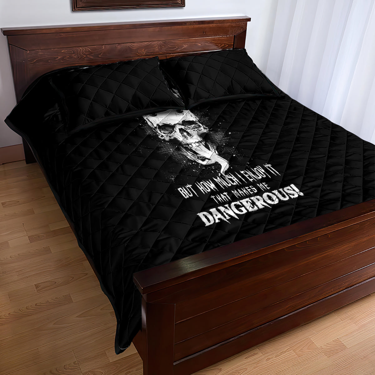Devil Skull Quilt Bed Set It's Not How Crazy Iam But Enjoy It Make Me Dangerous - Wonder Print Shop