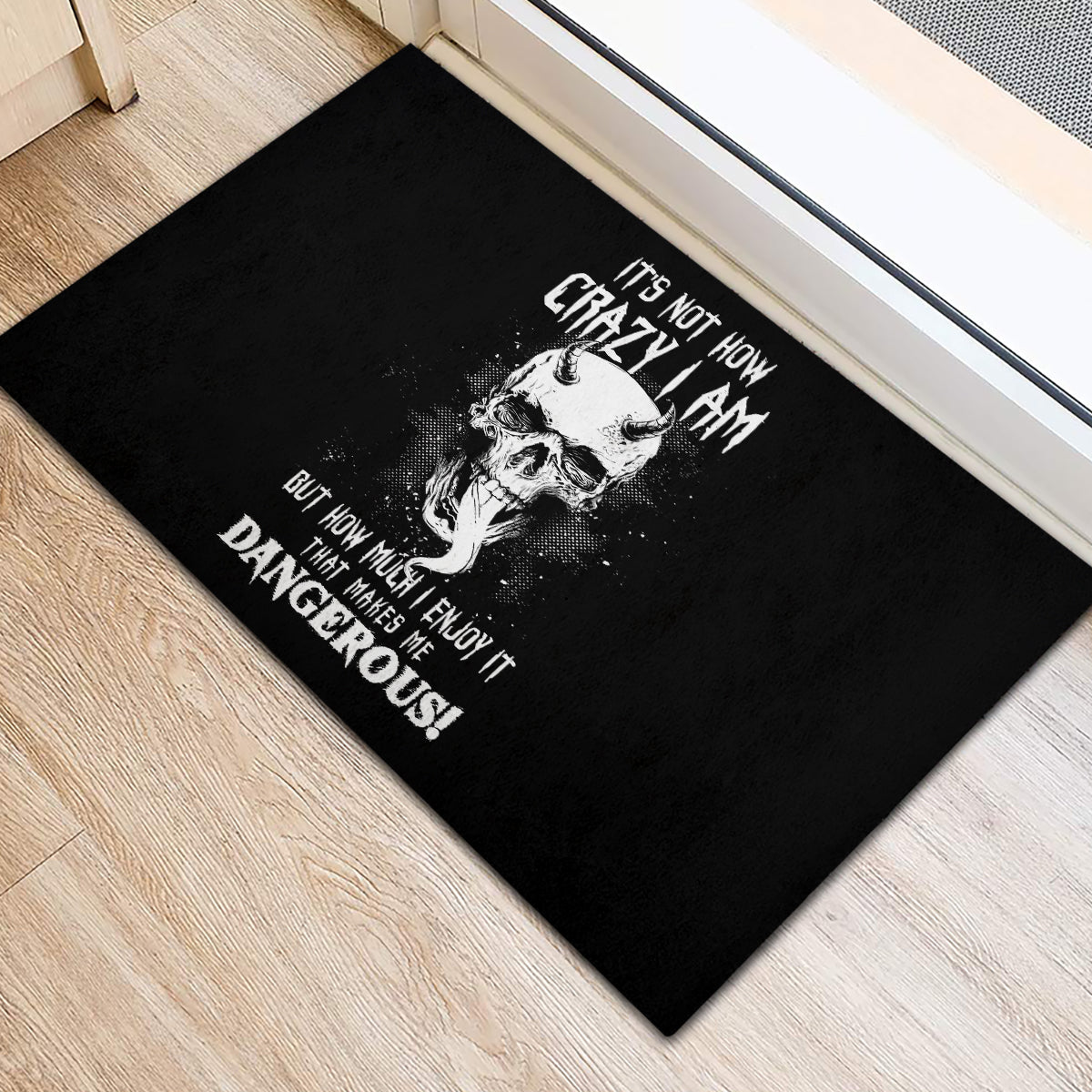 Devil Skull Rubber Doormat It's Not How Crazy Iam But Enjoy It Make Me Dangerous - Wonder Print Shop