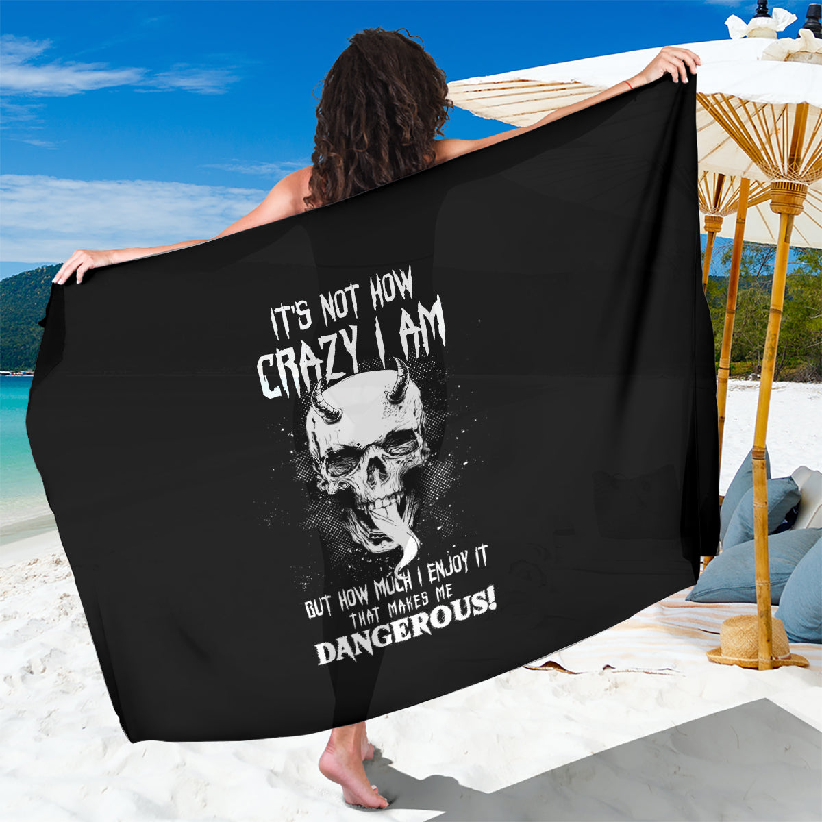Devil Skull Sarong It's Not How Crazy Iam But Enjoy It Make Me Dangerous - Wonder Print Shop