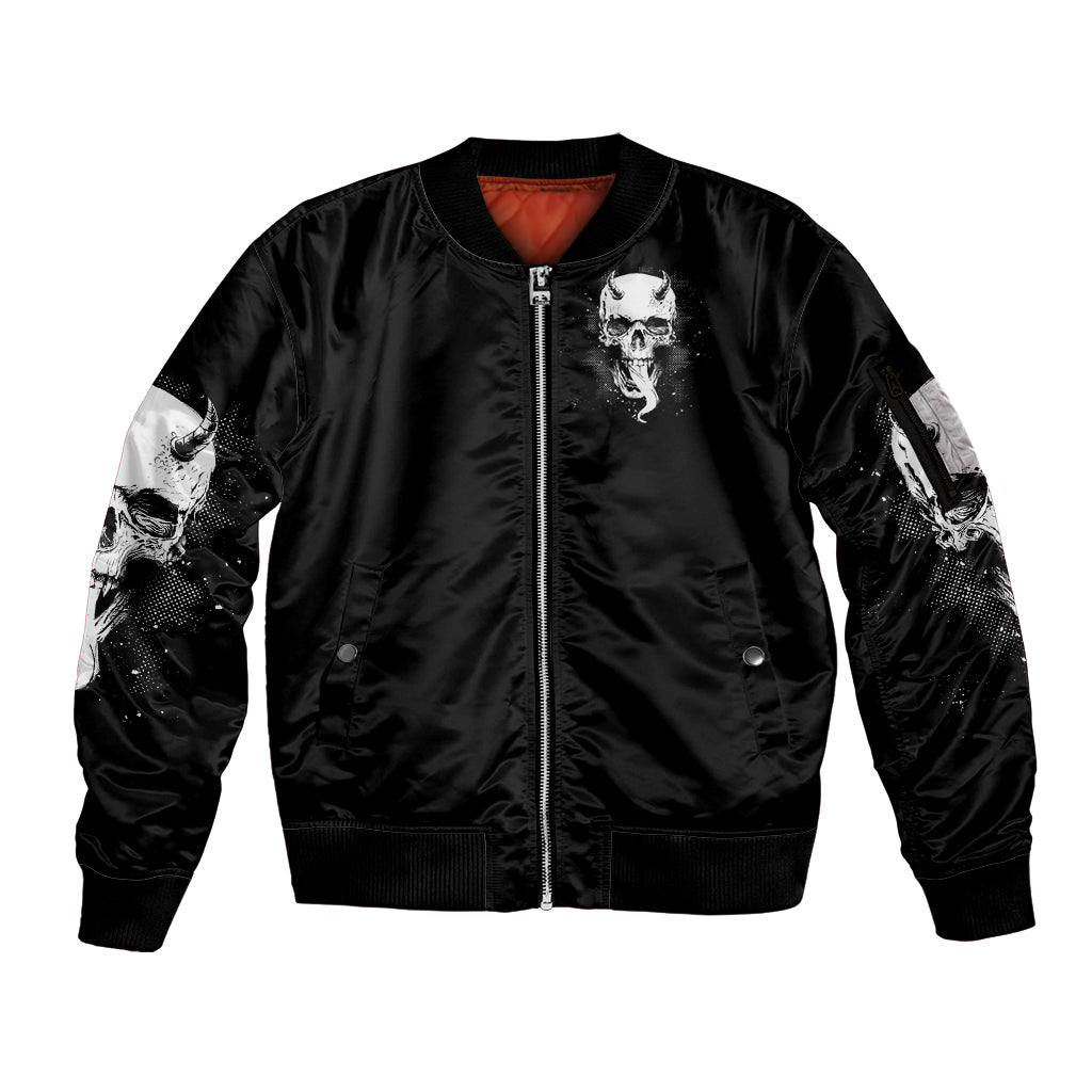 Thunder Skull Sleeve Zip Bomber Jacket My Demon Hide Inside My Head - Wonder Print Shop