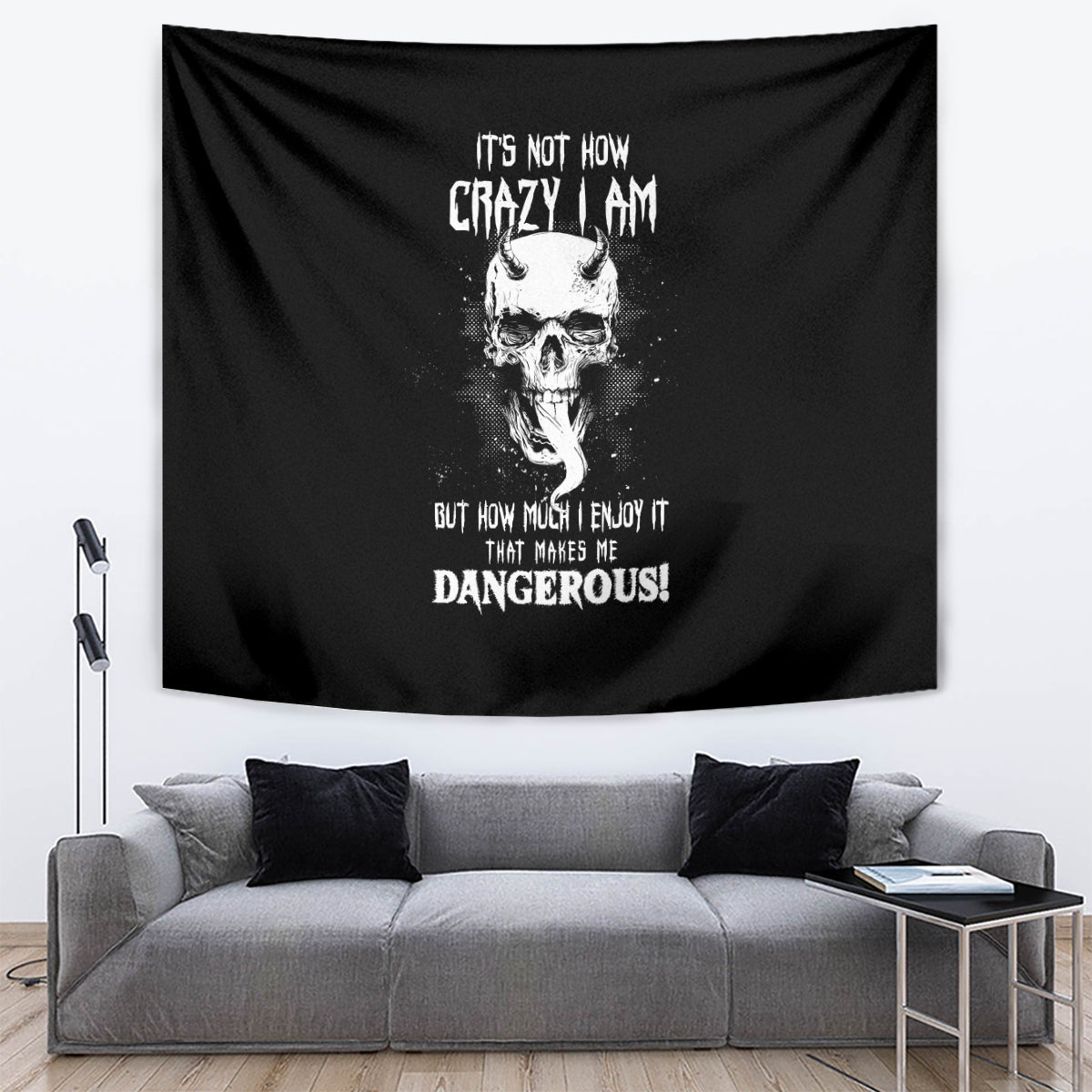 Devil Skull Tapestry It's Not How Crazy Iam But Enjoy It Make Me Dangerous - Wonder Print Shop