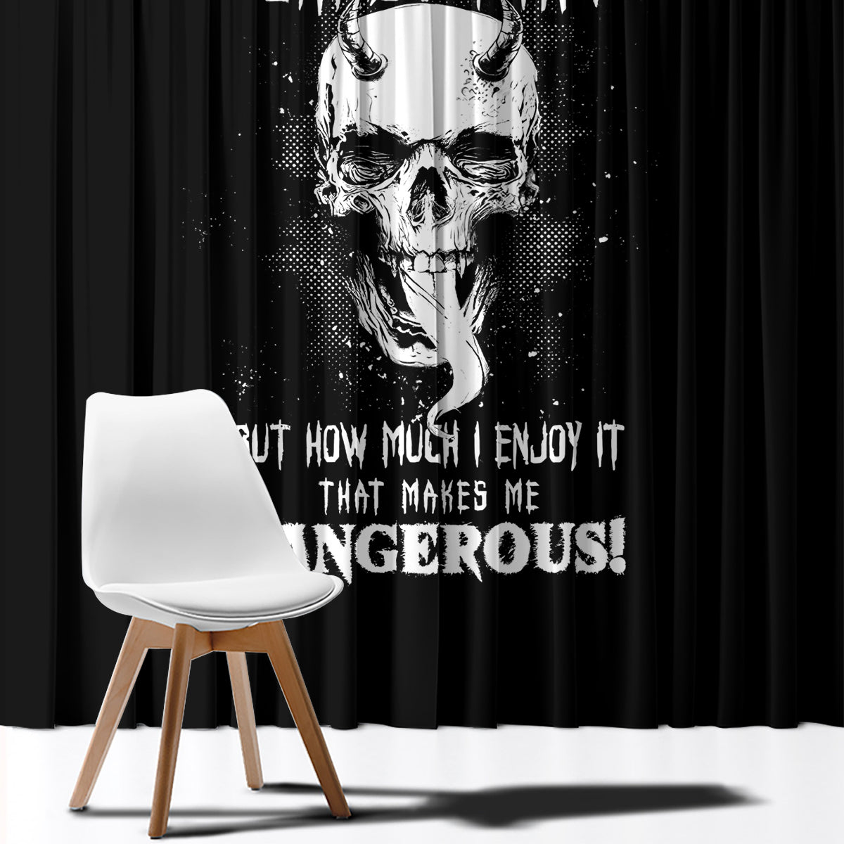 Devil Skull Window Curtain It's Not How Crazy Iam But Enjoy It Make Me Dangerous - Wonder Print Shop