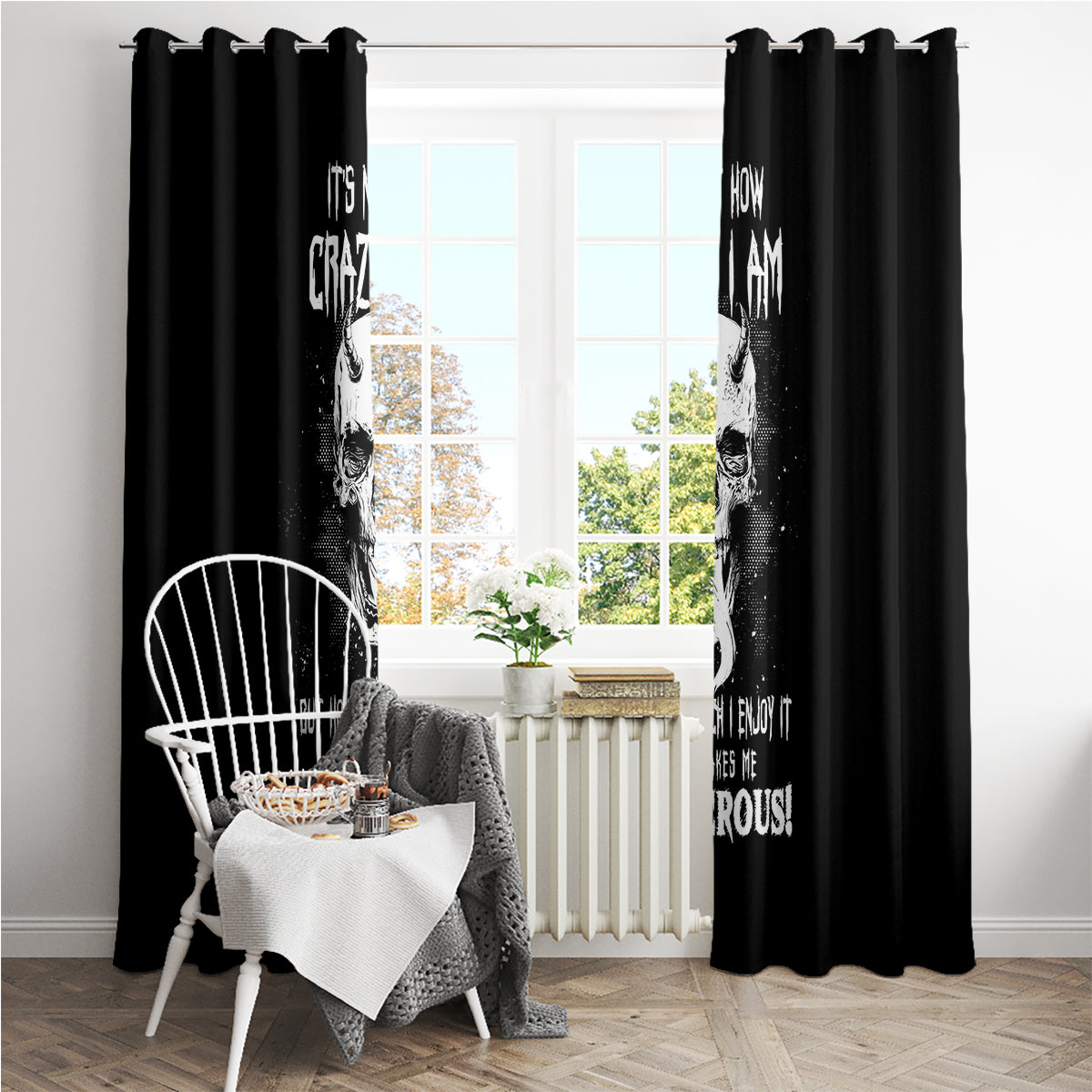 Devil Skull Window Curtain It's Not How Crazy Iam But Enjoy It Make Me Dangerous - Wonder Print Shop