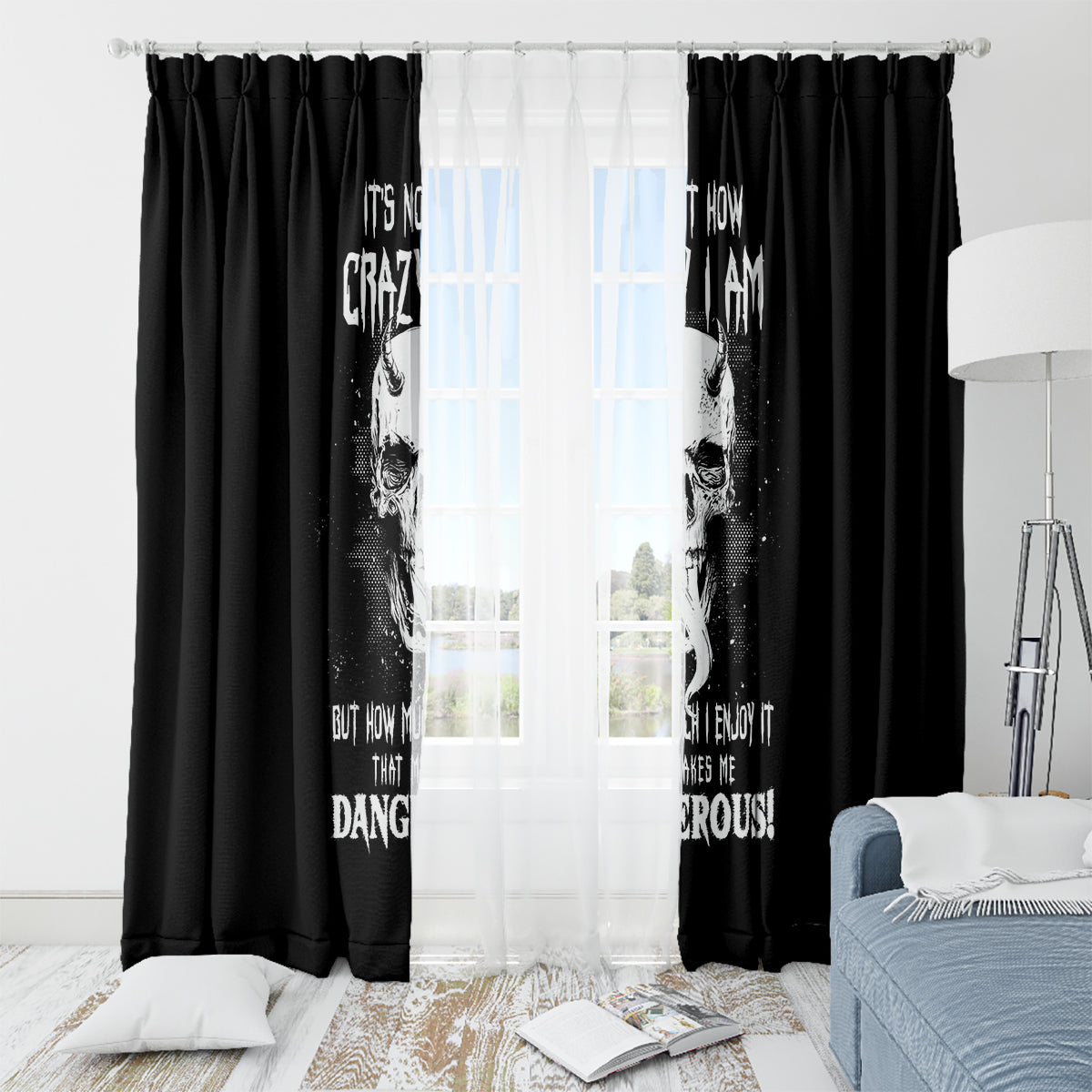 Devil Skull Window Curtain It's Not How Crazy Iam But Enjoy It Make Me Dangerous - Wonder Print Shop