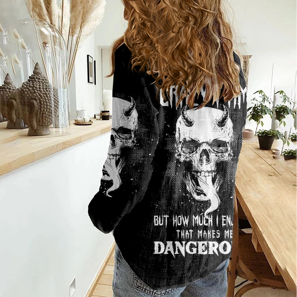 Thunder Skull Women Casual Shirt My Demon Hide Inside My Head - Wonder Print Shop
