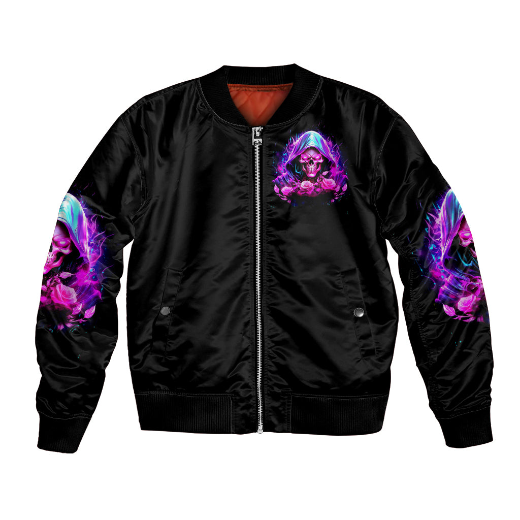 Fire Skull Bomber Jacket Judge Me When You're Perfect Otherwise Shut Up - Wonder Print Shop