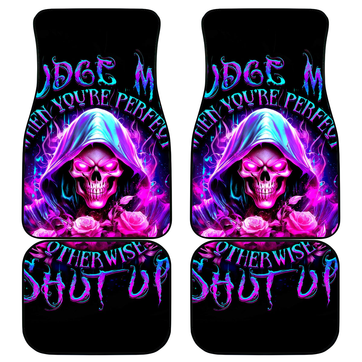 Fire Skull Car Mats Judge Me When You're Perfect Otherwise Shut Up - Wonder Print Shop