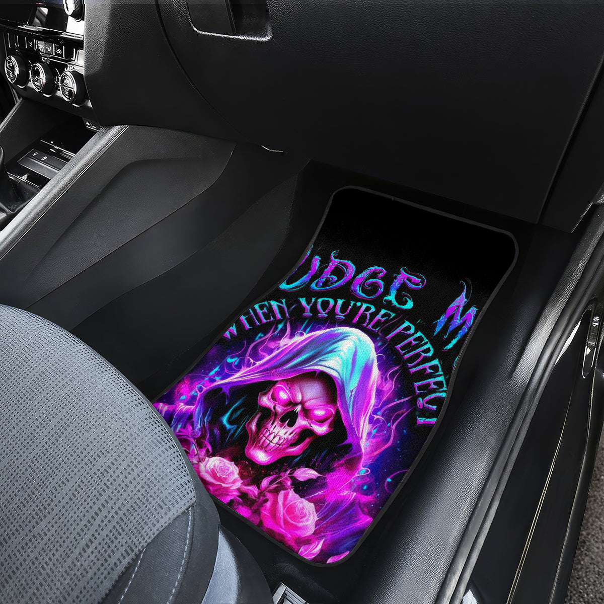Fire Skull Car Mats Judge Me When You're Perfect Otherwise Shut Up - Wonder Print Shop