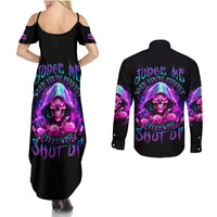 Fire Skull Couples Matching Summer Maxi Dress and Long Sleeve Button Shirts Judge Me When You're Perfect Otherwise Shut Up - Wonder Print Shop