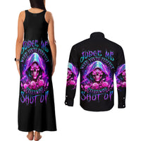 Fire Skull Couples Matching Tank Maxi Dress and Long Sleeve Button Shirts Judge Me When You're Perfect Otherwise Shut Up - Wonder Print Shop