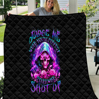 Fire Skull Quilt Judge Me When You're Perfect Otherwise Shut Up - Wonder Print Shop