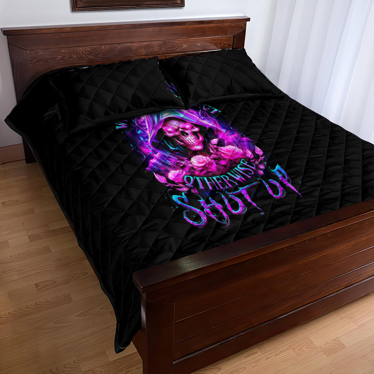 Fire Skull Quilt Bed Set Judge Me When You're Perfect Otherwise Shut Up - Wonder Print Shop