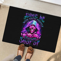 Fire Skull Rubber Doormat Judge Me When You're Perfect Otherwise Shut Up - Wonder Print Shop
