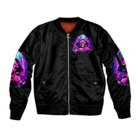 Tiny Fairy Skull Sleeve Zip Bomber Jacket My Next Life I Want To Be Karma Fairy - Wonder Print Shop