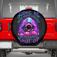Fire Skull Spare Tire Cover Judge Me When You're Perfect Otherwise Shut Up - Wonder Print Shop