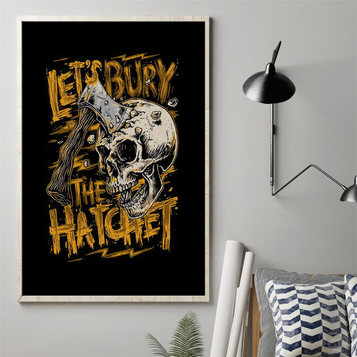 Axe Skull Canvas Wall Art Let's Bury The Hatchet - Wonder Print Shop