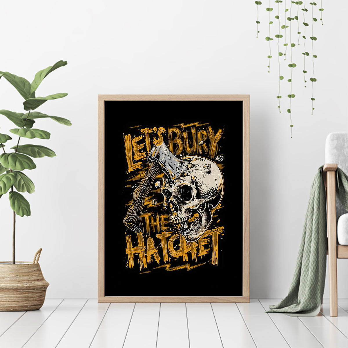 Axe Skull Canvas Wall Art Let's Bury The Hatchet - Wonder Print Shop