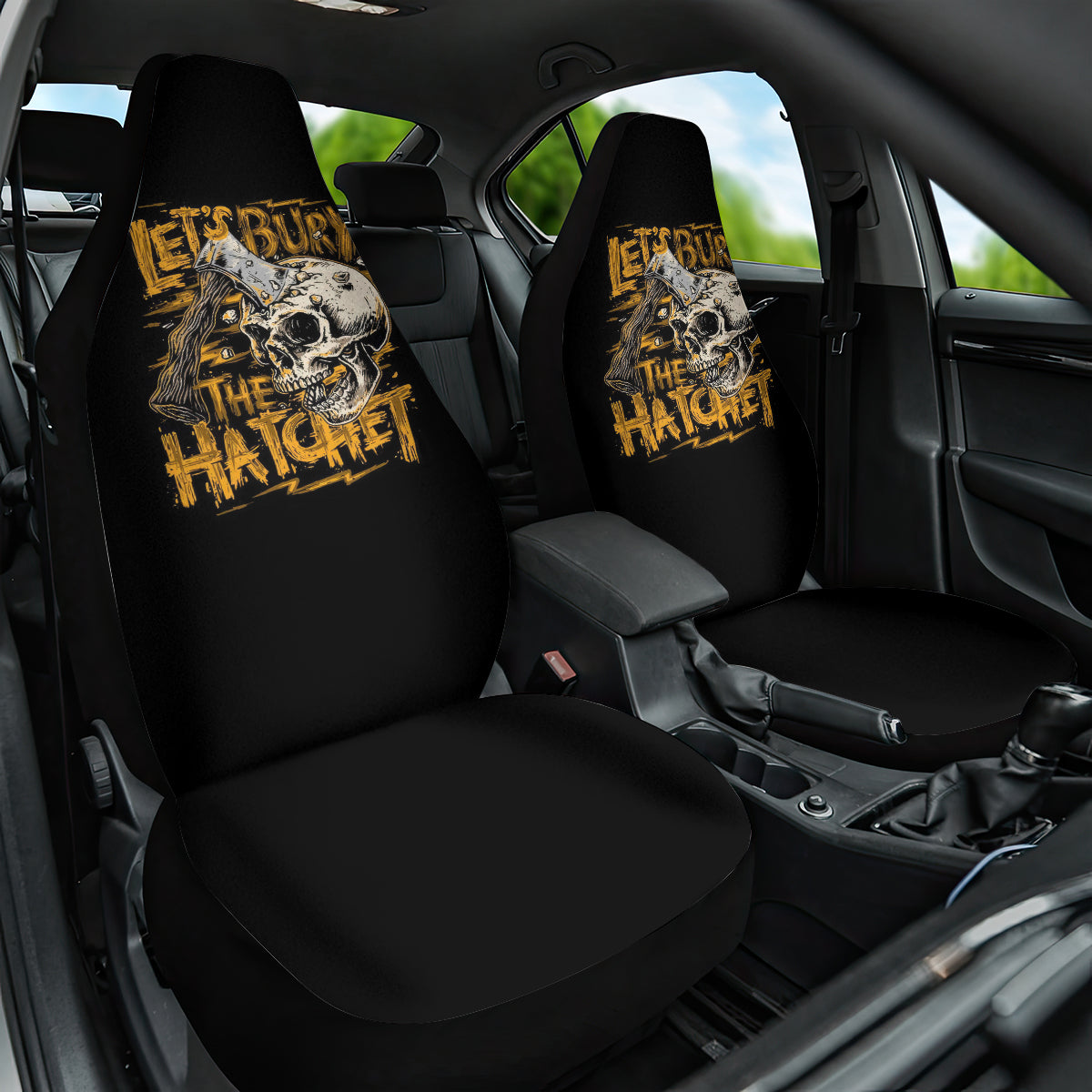 Axe Skull Car Seat Cover Let's Bury The Hatchet - Wonder Print Shop
