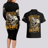 Axe Skull Couples Matching Long Sleeve Bodycon Dress and Hawaiian Shirt Let's Bury The Hatchet - Wonder Print Shop