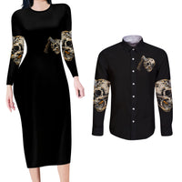 Axe Skull Couples Matching Long Sleeve Bodycon Dress and Long Sleeve Button Shirts Let's Bury The Hatchet - Wonder Print Shop