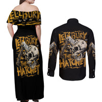 Axe Skull Couples Matching Off Shoulder Maxi Dress and Long Sleeve Button Shirts Let's Bury The Hatchet - Wonder Print Shop