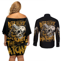 Axe Skull Couples Matching Off Shoulder Short Dress and Long Sleeve Button Shirts Let's Bury The Hatchet - Wonder Print Shop