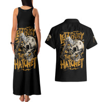 Axe Skull Couples Matching Tank Maxi Dress and Hawaiian Shirt Let's Bury The Hatchet - Wonder Print Shop