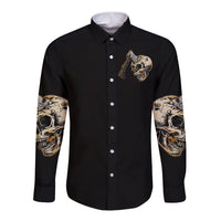 Axe Skull Long Sleeve Button Shirt Let's Bury The Hatchet - Wonder Print Shop