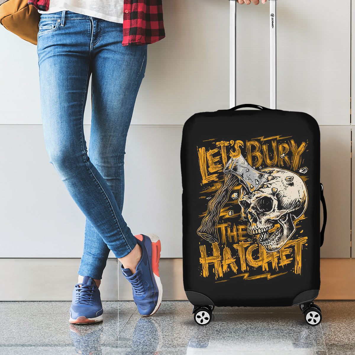 Axe Skull Luggage Cover Let's Bury The Hatchet - Wonder Print Shop
