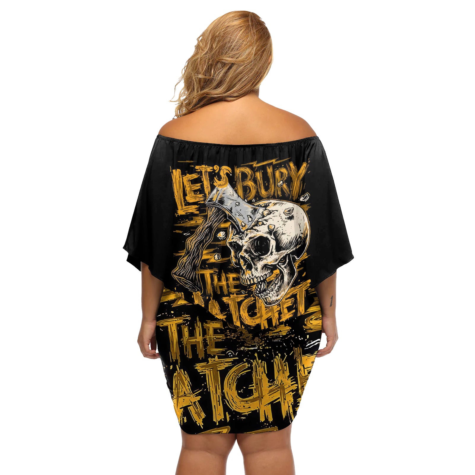 Twin Skull Off Shoulder Short Dress Don't Try To Figure Me Out I'm A Special - Wonder Print Shop