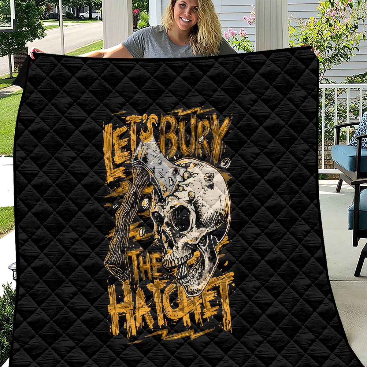 Axe Skull Quilt Let's Bury The Hatchet - Wonder Print Shop
