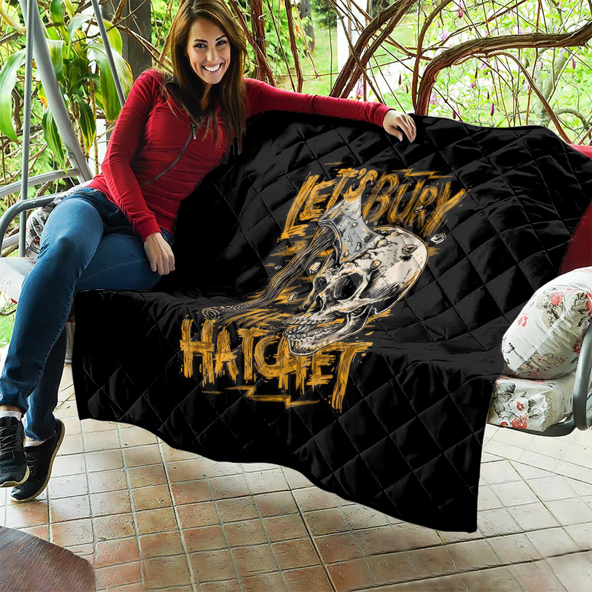 Axe Skull Quilt Let's Bury The Hatchet - Wonder Print Shop