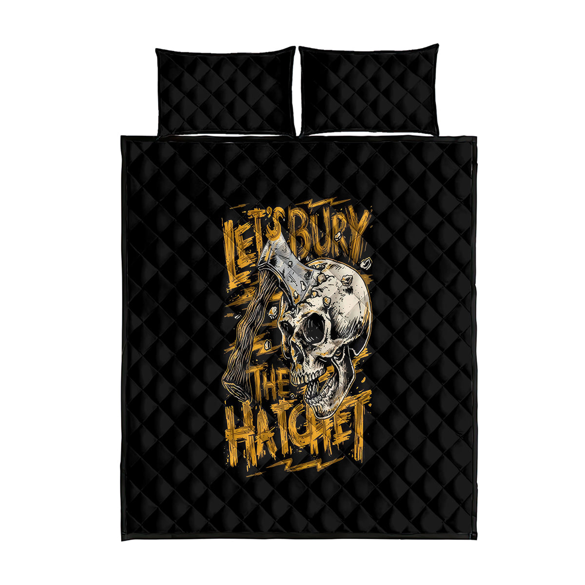 Axe Skull Quilt Bed Set Let's Bury The Hatchet - Wonder Print Shop