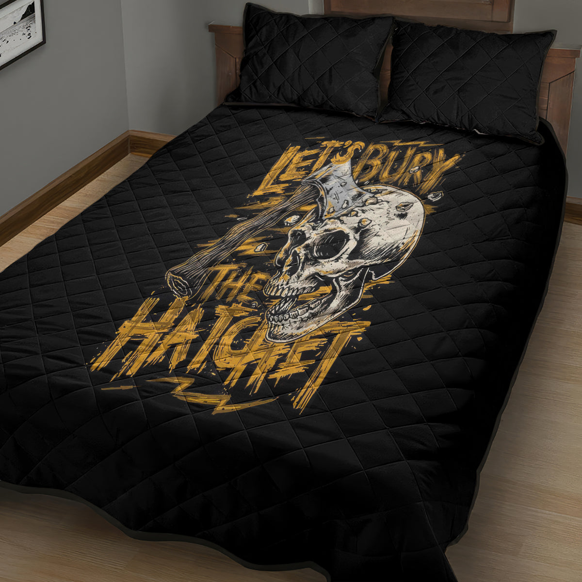 Axe Skull Quilt Bed Set Let's Bury The Hatchet - Wonder Print Shop