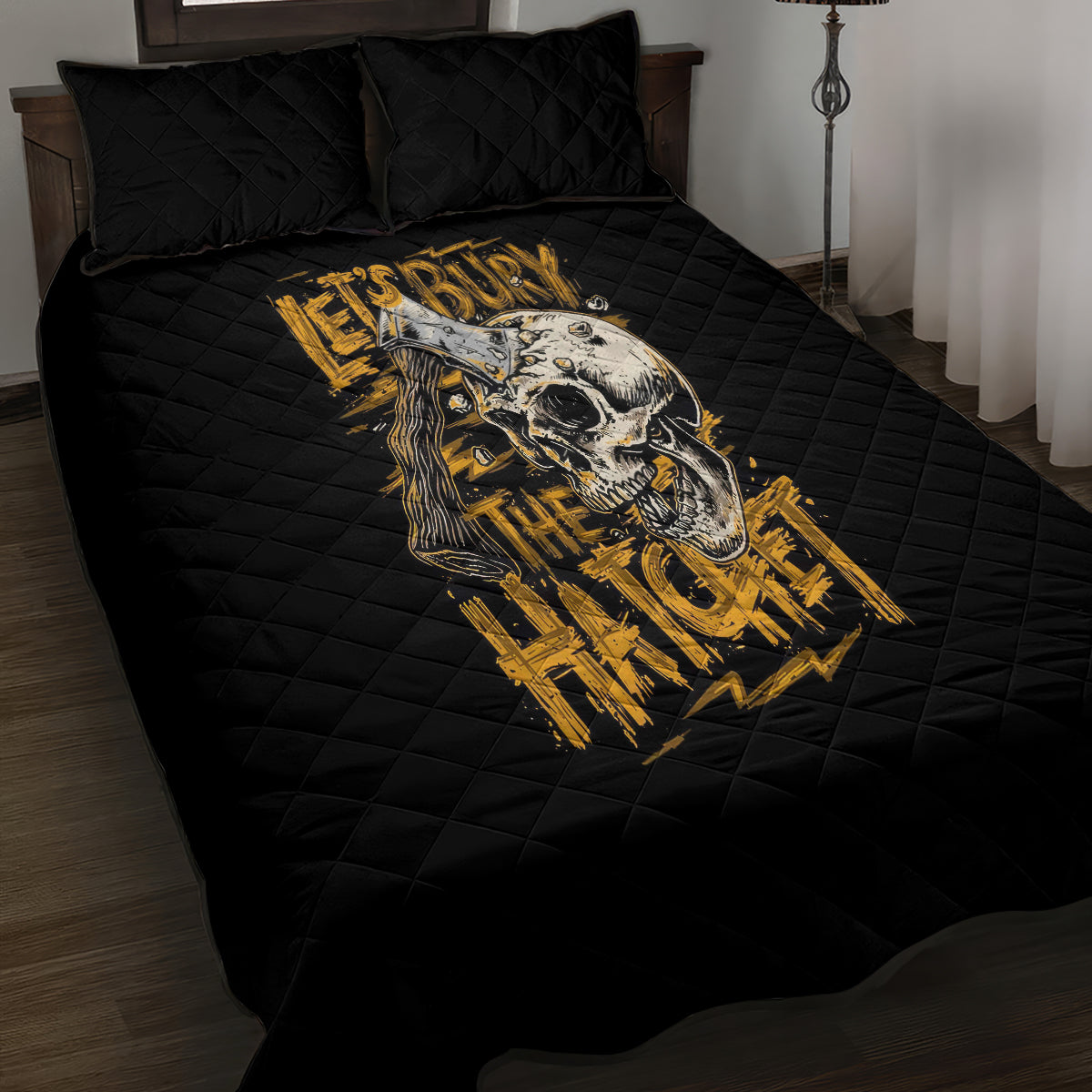 Axe Skull Quilt Bed Set Let's Bury The Hatchet - Wonder Print Shop