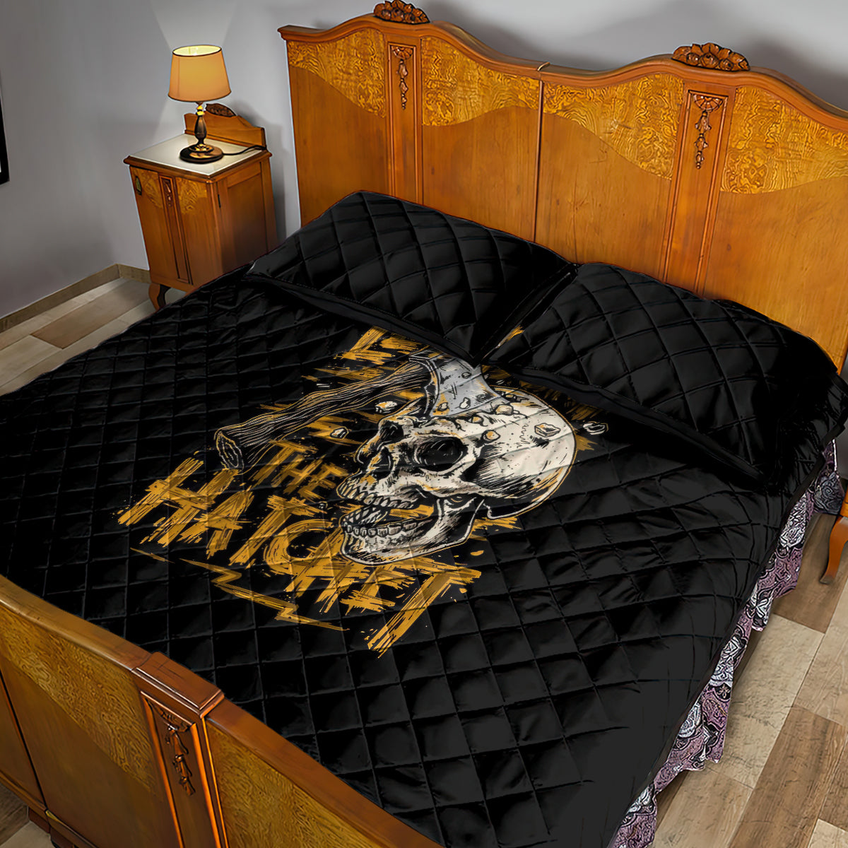 Axe Skull Quilt Bed Set Let's Bury The Hatchet - Wonder Print Shop
