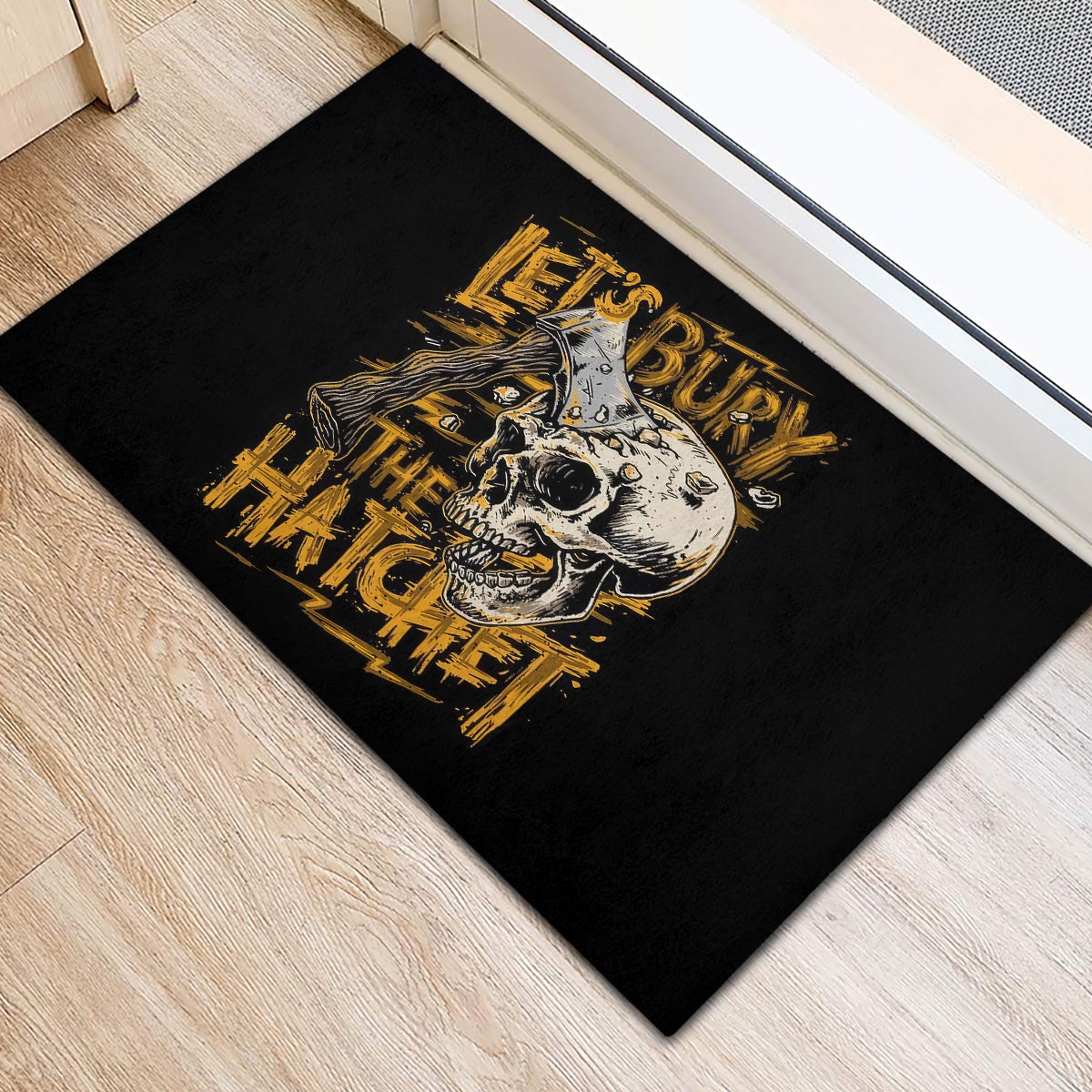 Axe Skull Rubber Doormat Let's Bury The Hatchet - Wonder Print Shop