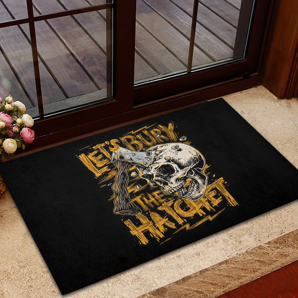 Axe Skull Rubber Doormat Let's Bury The Hatchet - Wonder Print Shop