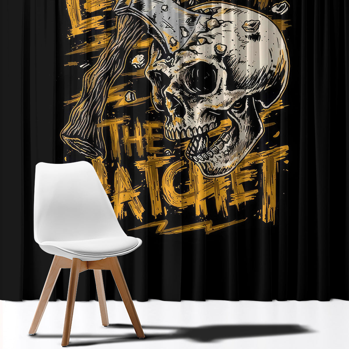 Axe Skull Window Curtain Let's Bury The Hatchet - Wonder Print Shop