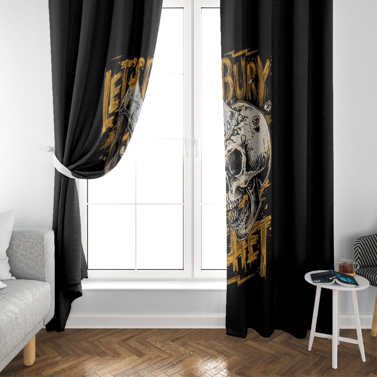 Axe Skull Window Curtain Let's Bury The Hatchet - Wonder Print Shop