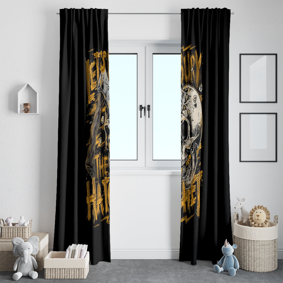 Axe Skull Window Curtain Let's Bury The Hatchet - Wonder Print Shop